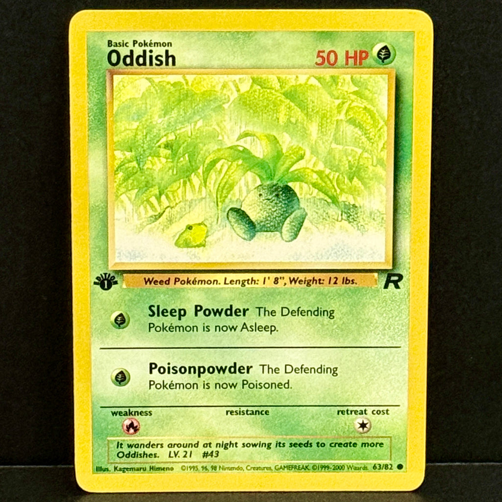 2000 Pokemon Team Rocket 063/082 Oddish Common 1st Edition