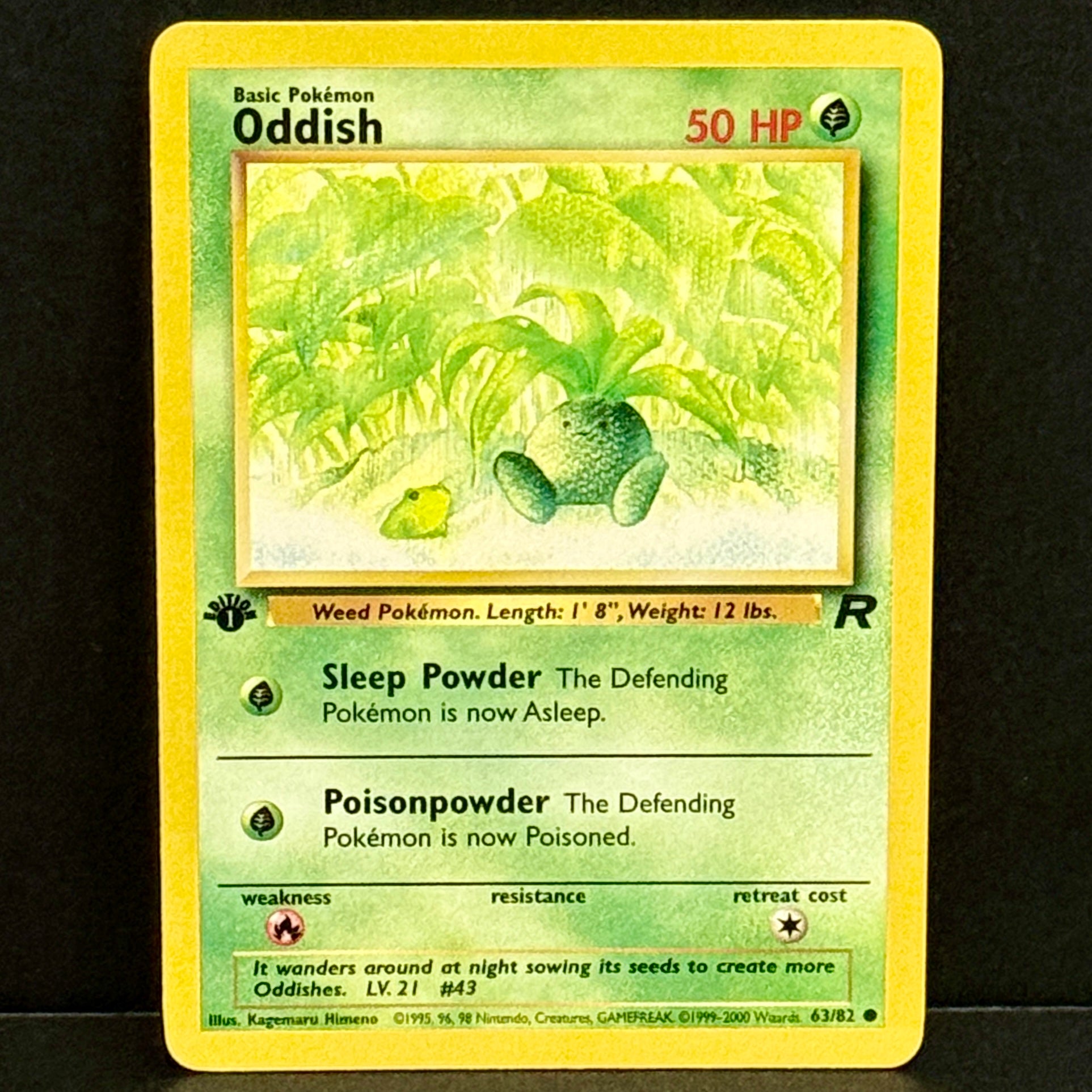 2000 Pokemon Team Rocket 063/082 Oddish Common 1st Edition