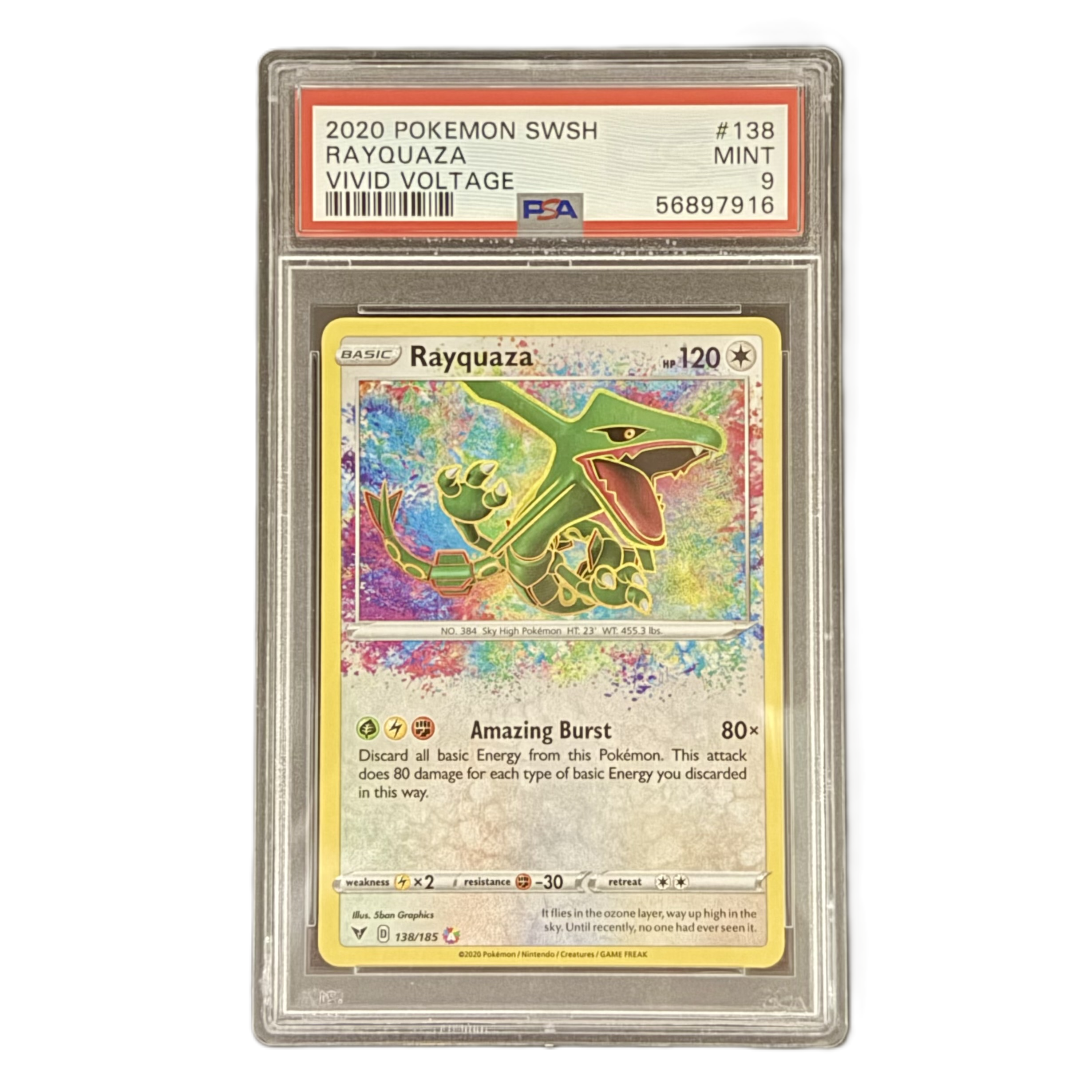 2020 Pokemon Vivid Voltage 138/185 Rayquaza Amazing Rare PSA 9
