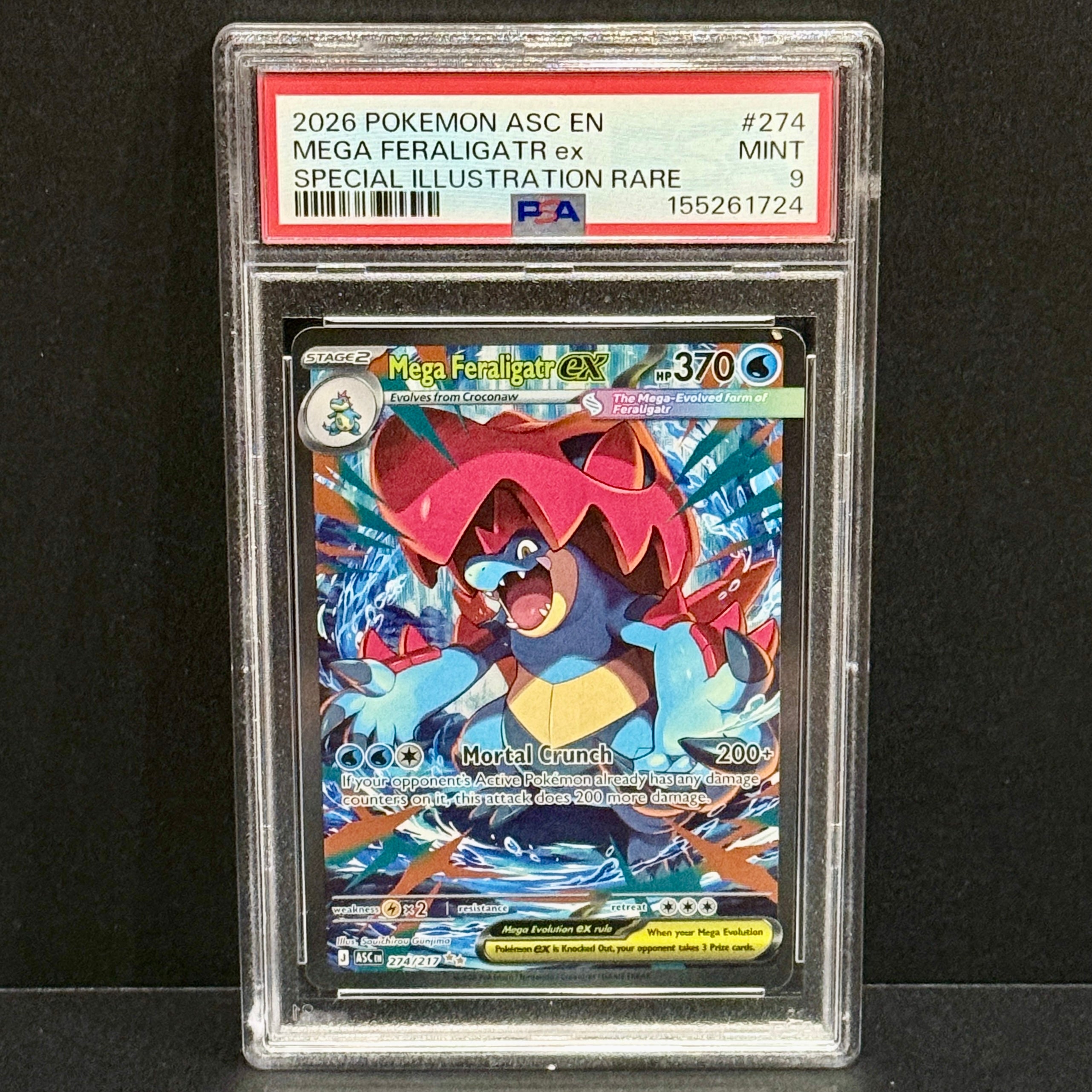 2026 Pokemon Ascended Heroes 274/217 Mega Feraligatr EX Special Illustration Rare PSA 9