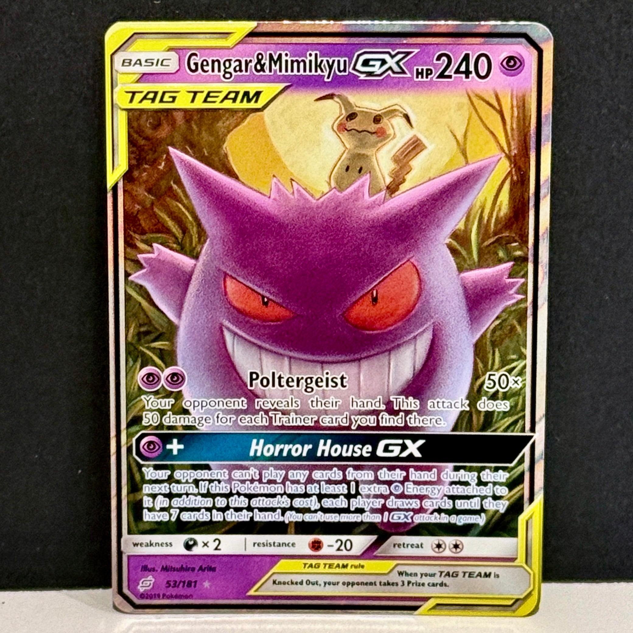 2019 Pokemon Team Up 53/181 Gengar & Mimikyu GX Ultra Rare
