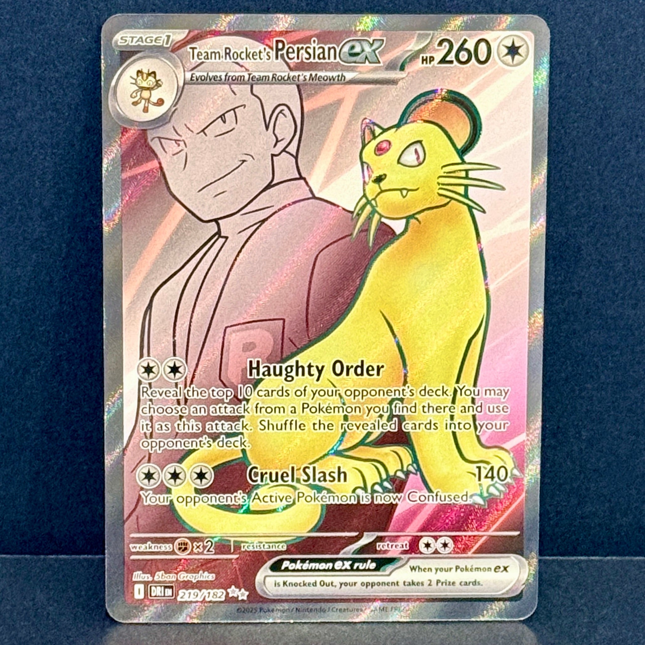 2025 Pokemon Destined Rivals 219/182 Team Rocket's Persian EX Ultra Rare