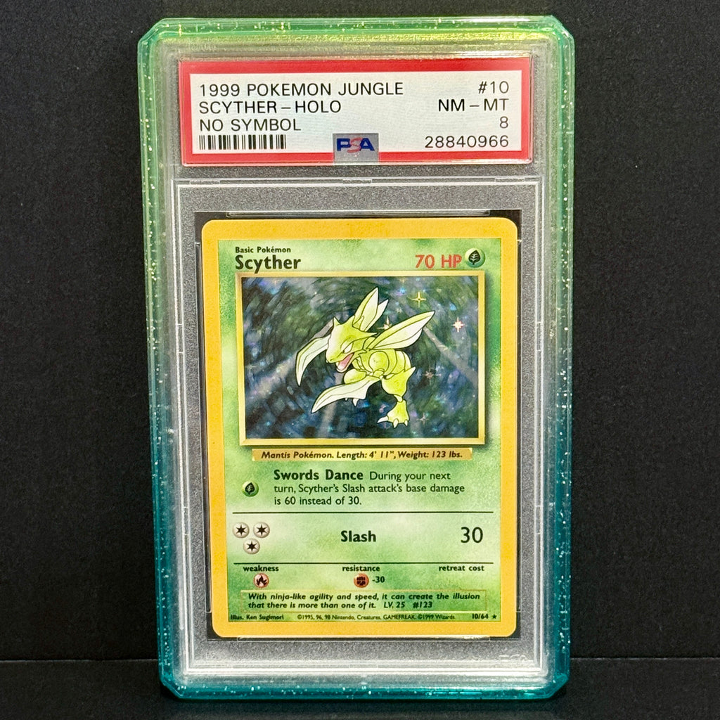 1999 Pokemon Jungle 10/64 Scyther (No Symbol) Rare PSA 8