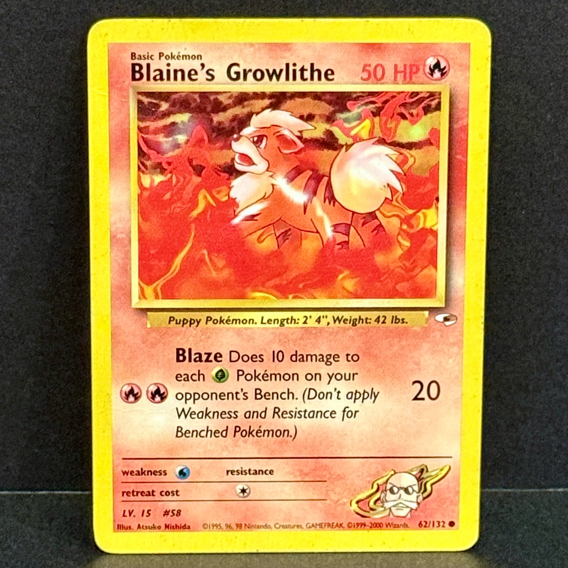 2000 Pokemon Gym Heroes 062/132 Blaine's Growlithe Common