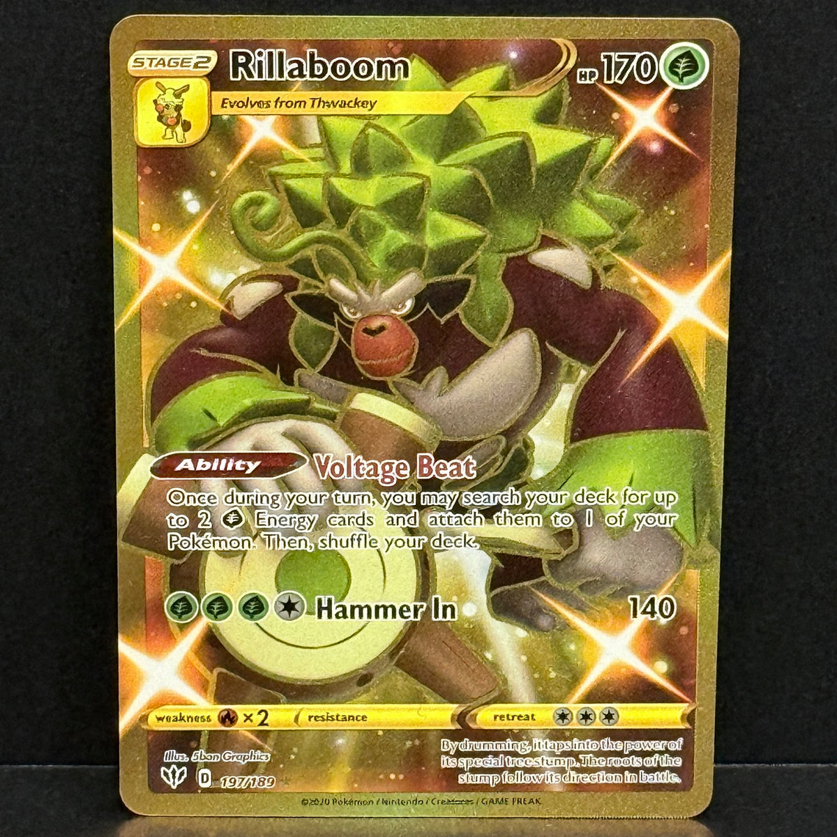 2020 Pokemon Darkness Ablaze 197/189 Rillaboom Secret Rare