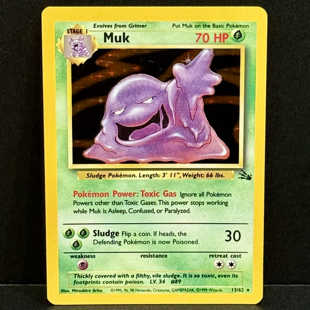1999 Pokemon Fossil 013/062 Muk Holo Rare