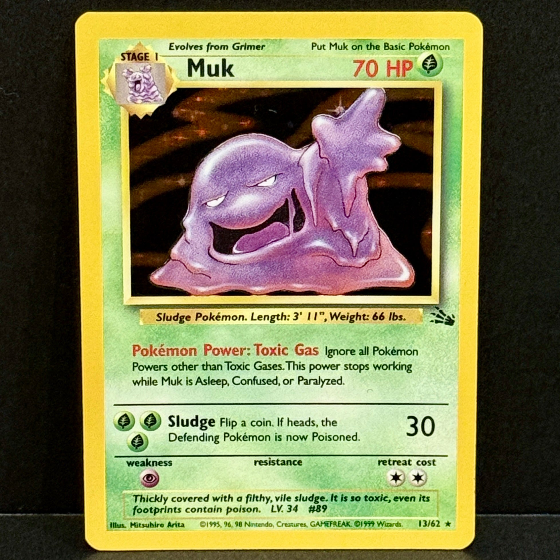 1999 Pokemon Fossil 013/062 Muk Holo Rare