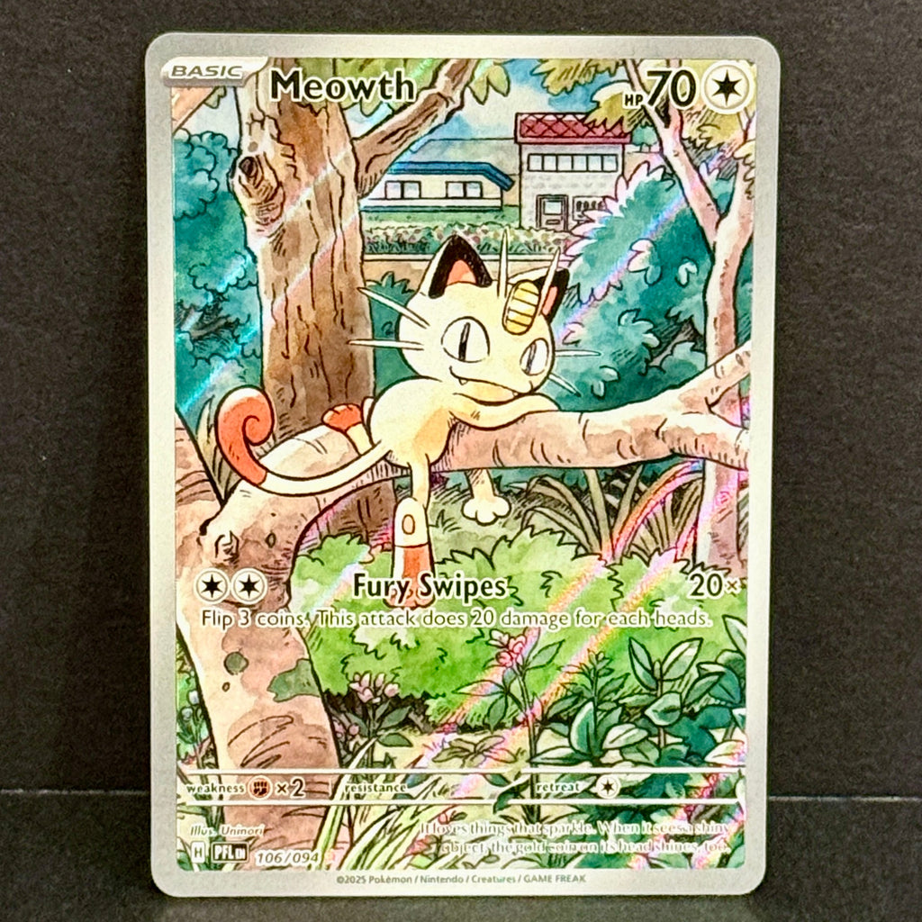 2025 Pokemon Phantasmal Flames 106/094 Meowth Illustration Rare