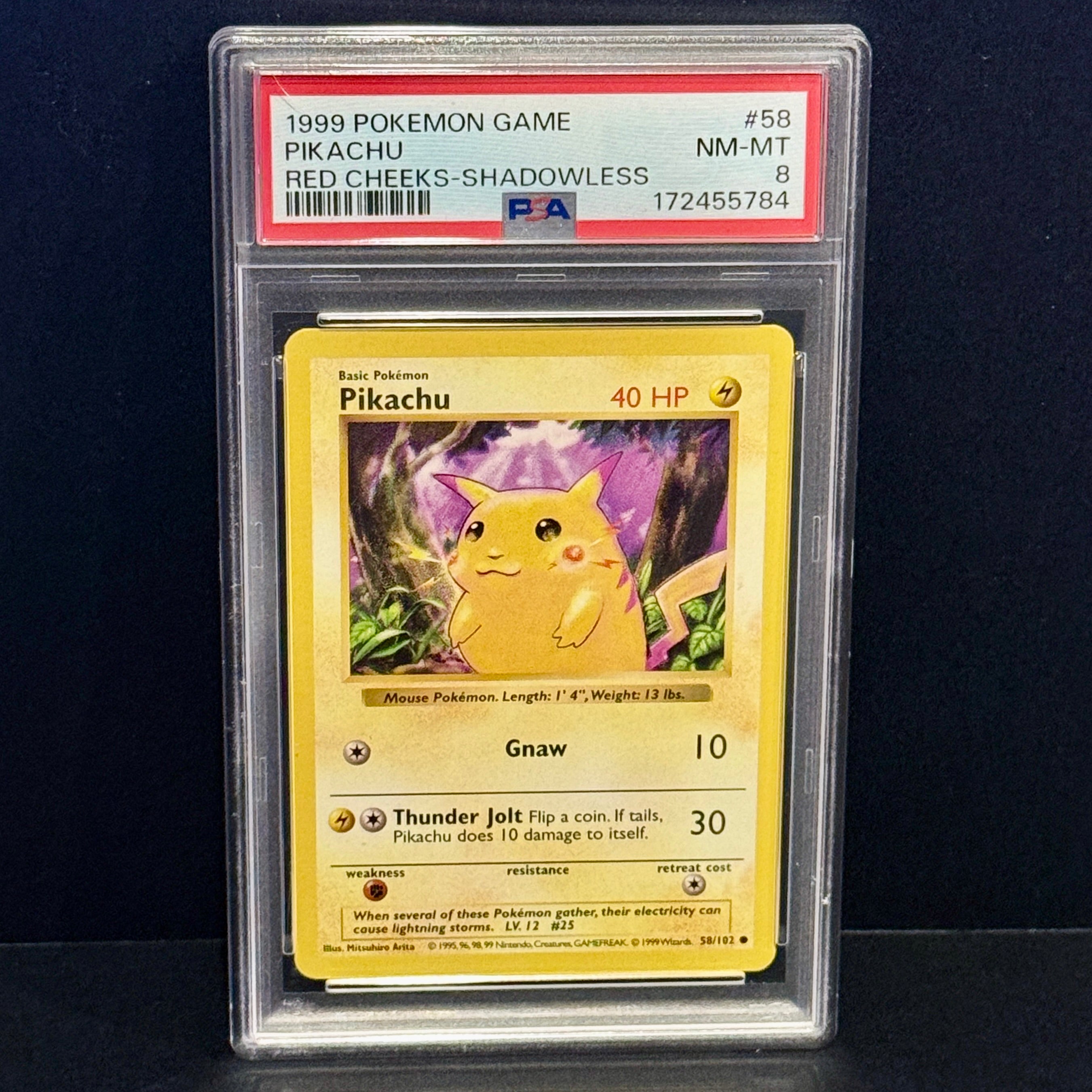 1999 Pokemon Base Set 58 Pikachu (Red Cheeks) Common PSA 8 – Final