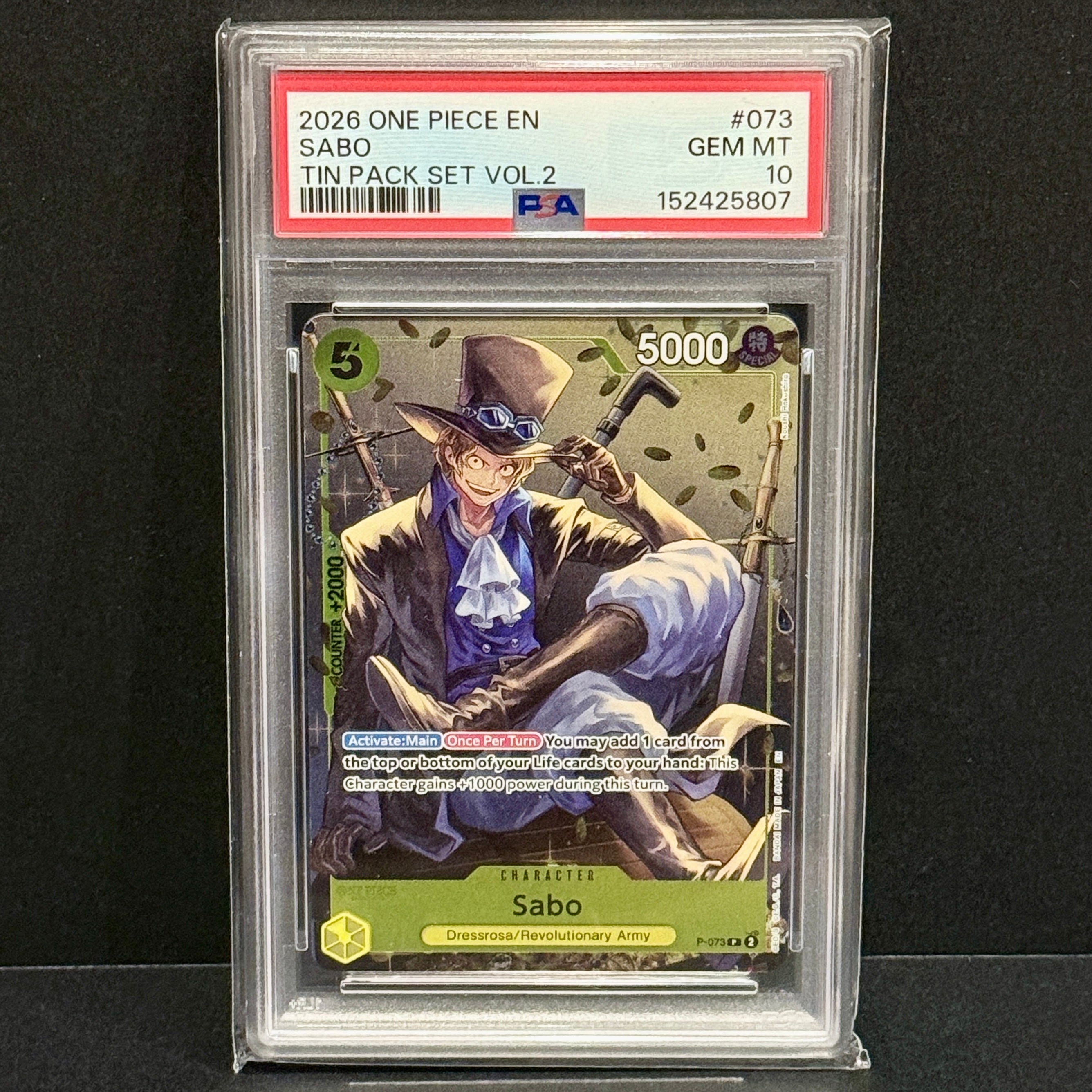 2026 One Piece Promo P-073 Sabo Character PSA 10