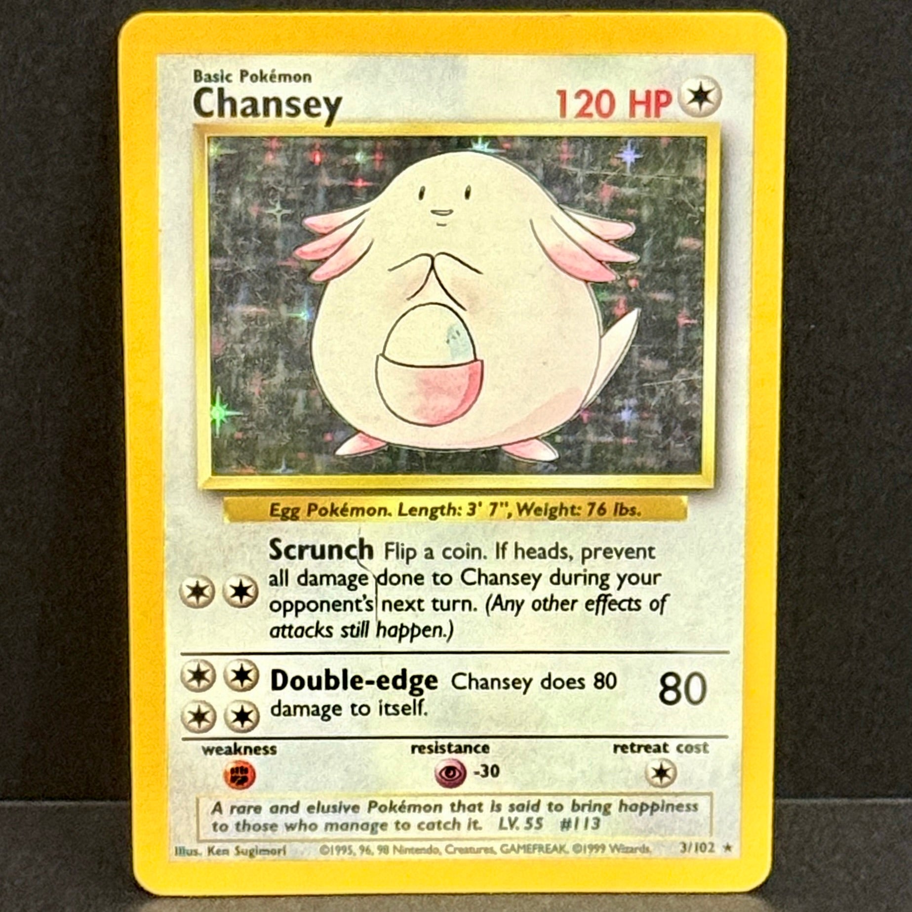 1999 Pokemon Base Set 3/102 Chansey Holo Rare