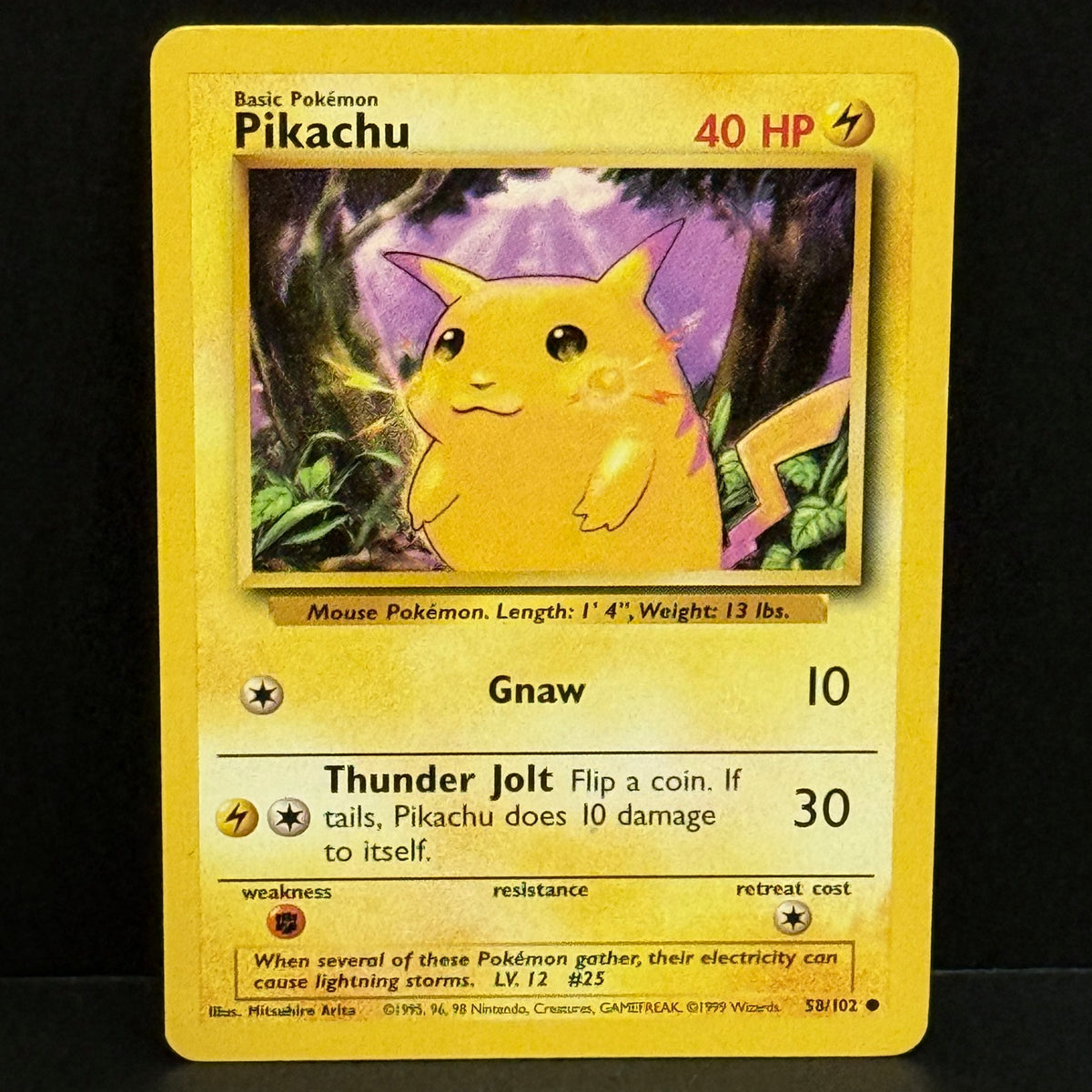 1999 Pokemon Base Set 58/102 Pikachu Common
