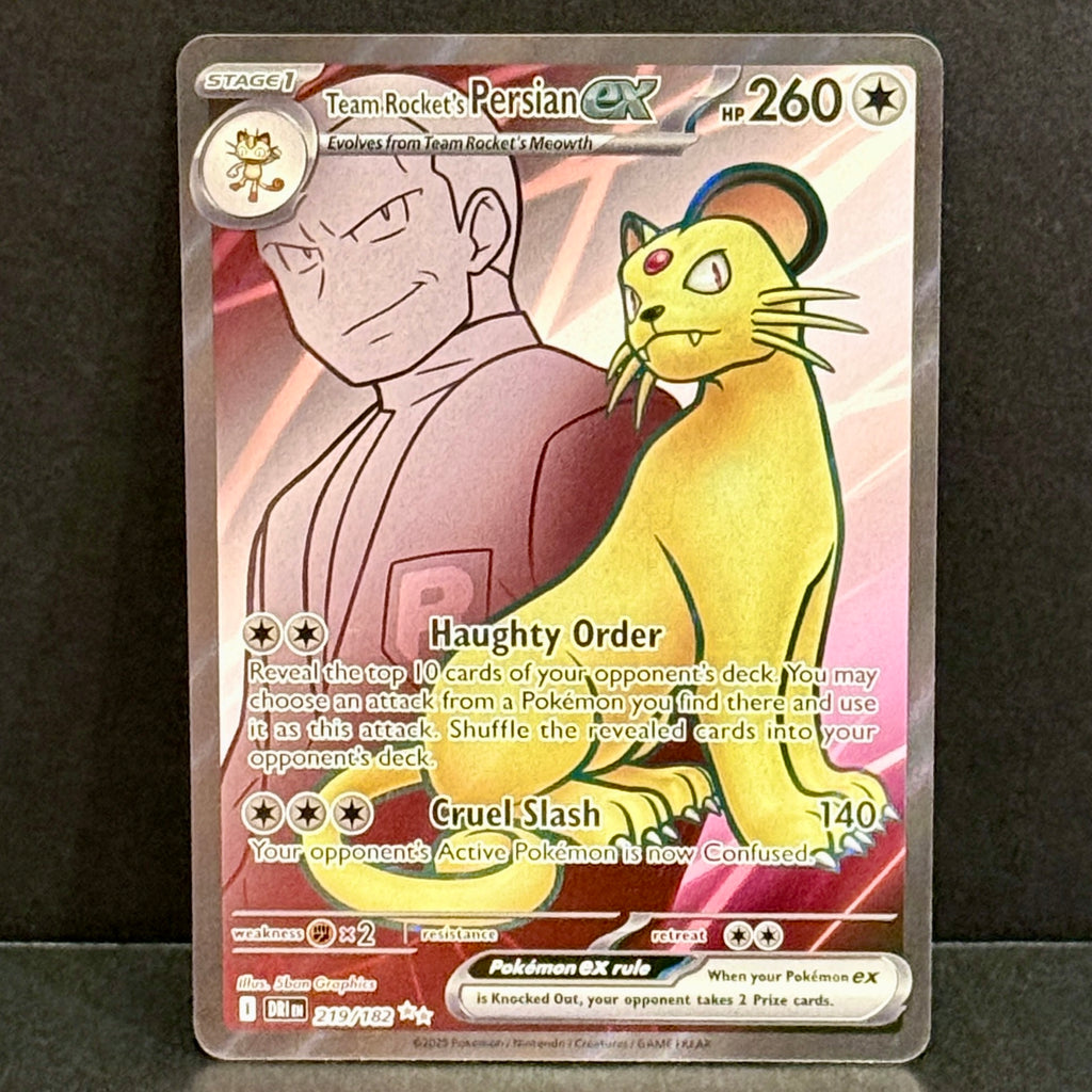 2025 Pokemon Destined Rivals 219/182 Team Rocket's Persian EX Ultra Rare