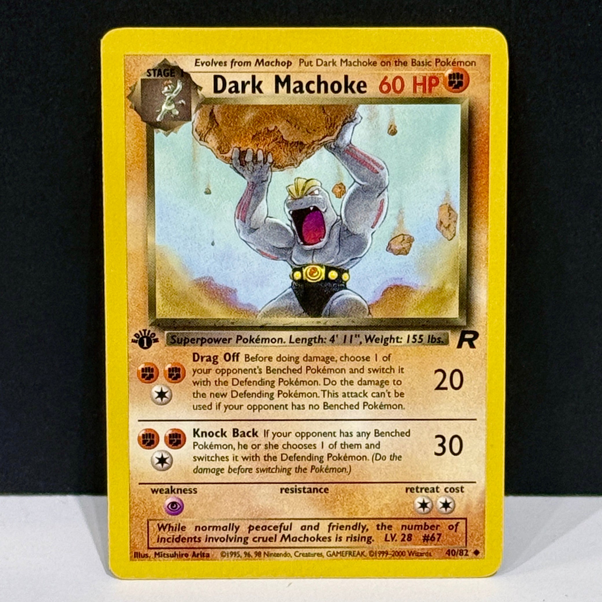 2000 Pokemon Team Rocket 40/82 Dark Machoke Uncommon 1st Edition