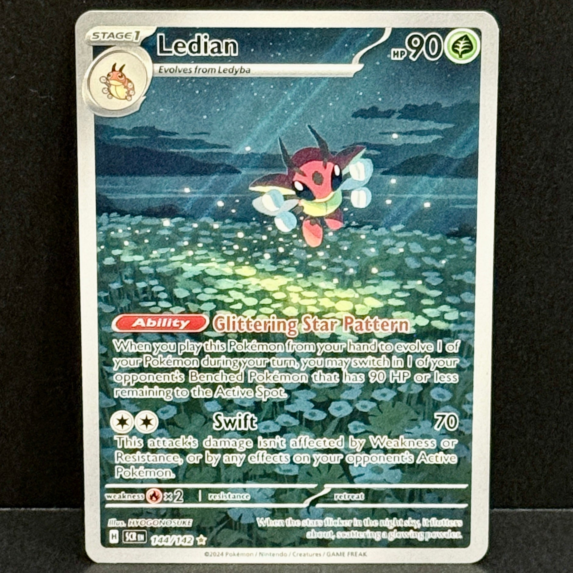 2024 Pokemon Stellar Crown 144/142 Ledian Illustration Rare