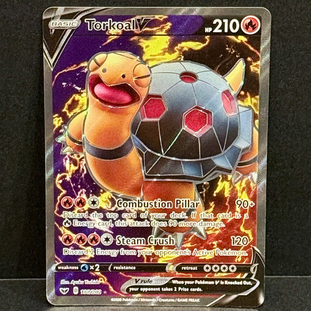 2020 Pokemon Sword Shield Base Set 188/202 Torkoal V Full Art Ultra Rare