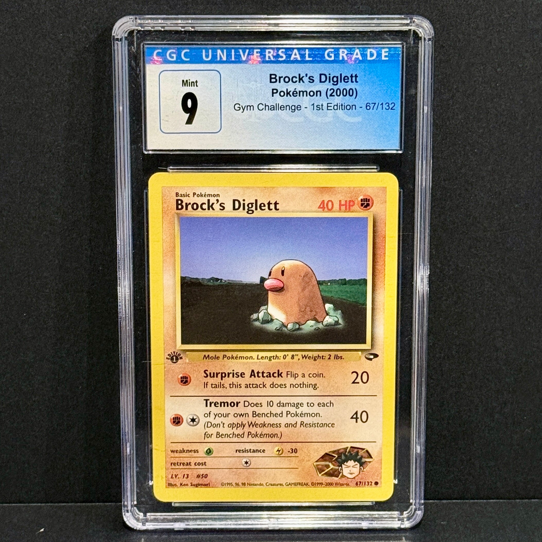 2000 Pokemon Gym Challenge 067/132 Brock's Diglett Common 1st Edition CGC 9