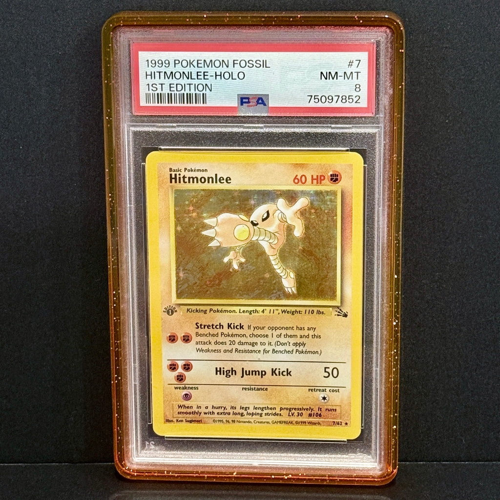 1999 Pokemon Fossil 7/62 Hitmonlee Holo Rare 1st Edition PSA 8