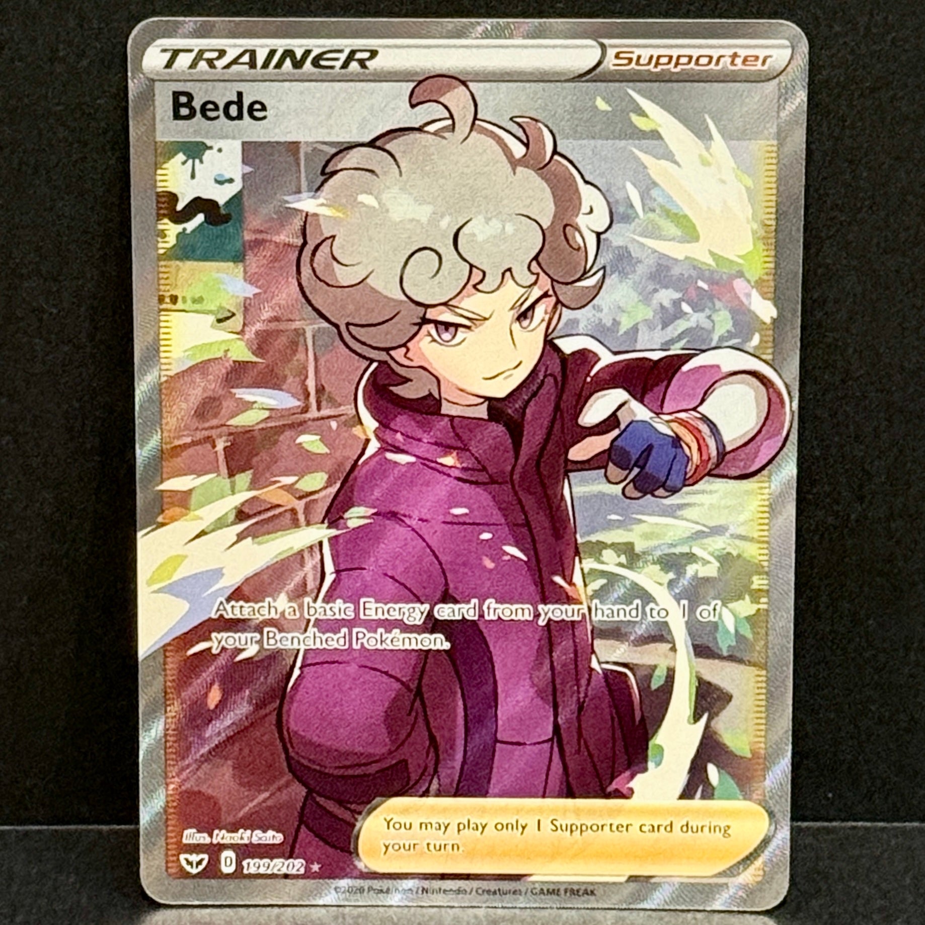 2020 Pokemon Sword Shield Base Set 199/202 Bede Full Art Ultra Rare