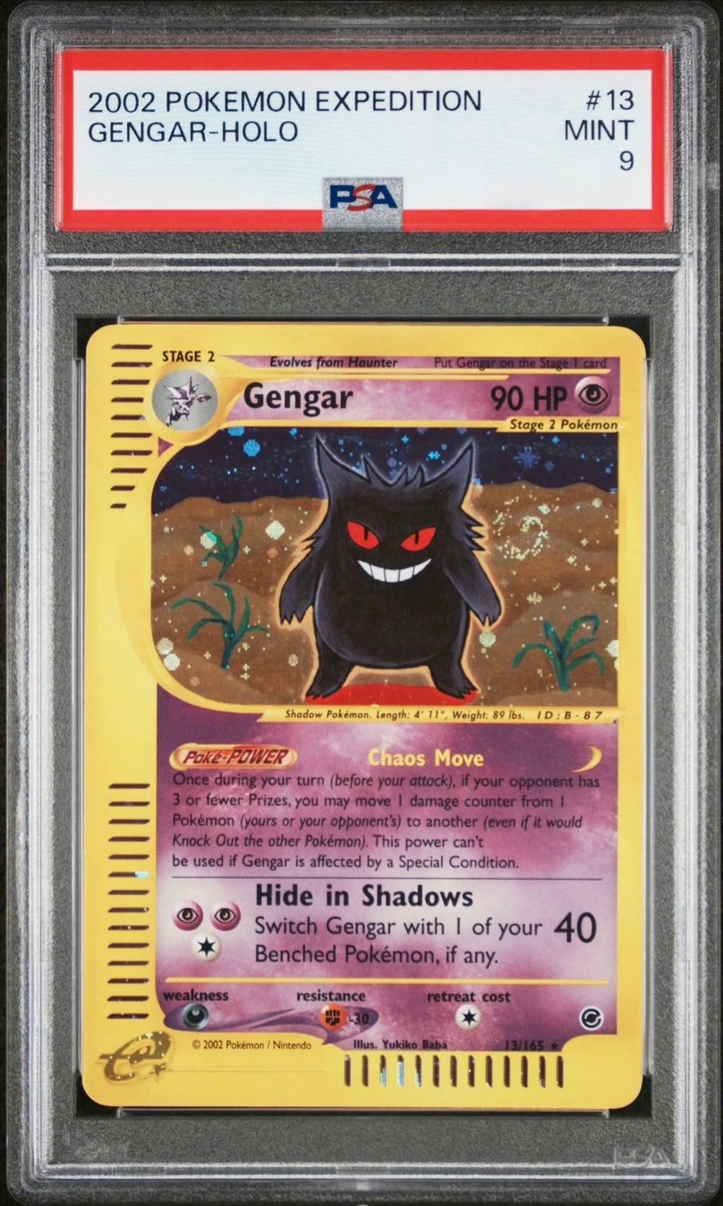 2002 Pokemon Expedition 13/165 Gengar Holo Rare PSA 9