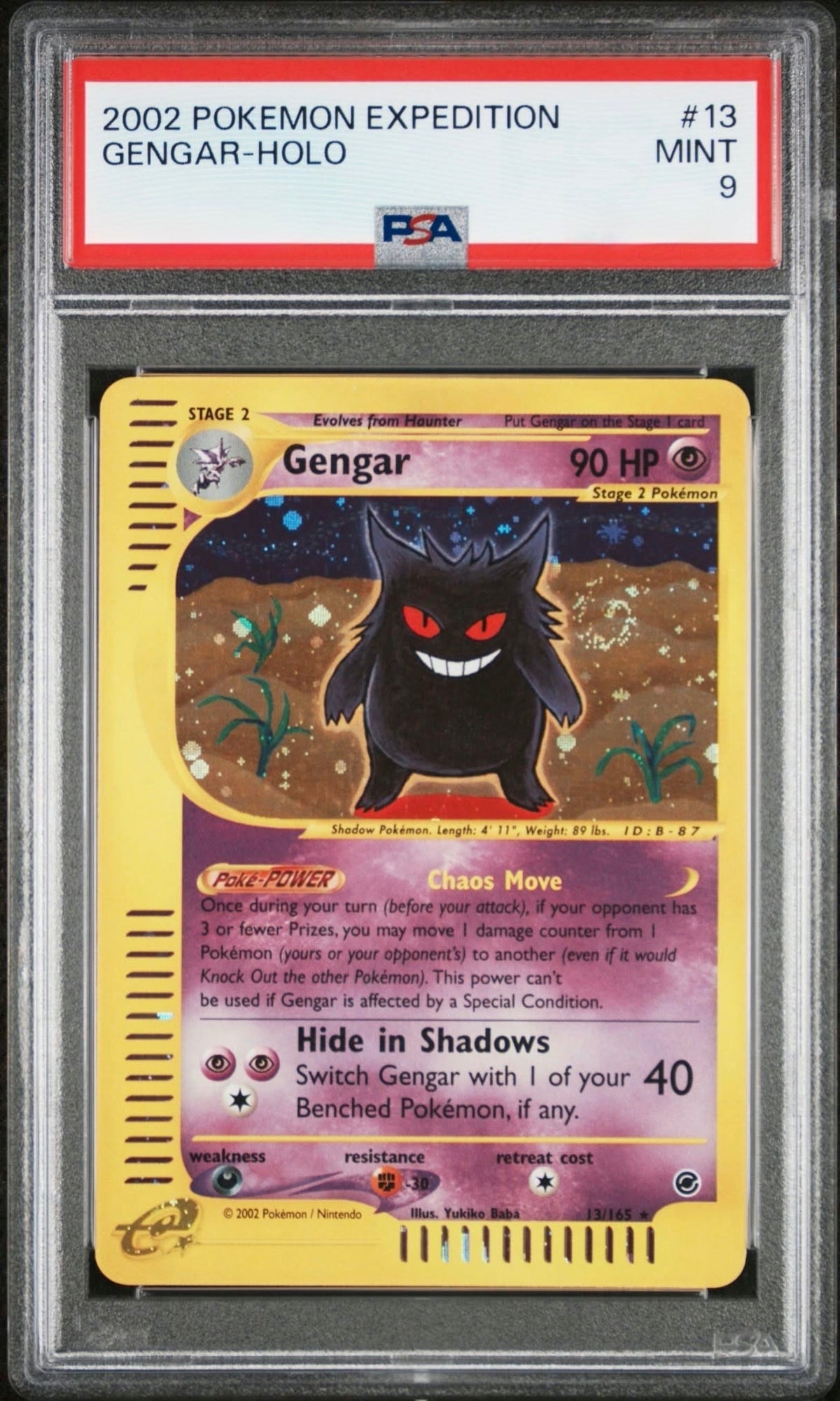 2002 Pokemon Expedition 13/165 Gengar Holo Rare PSA 9