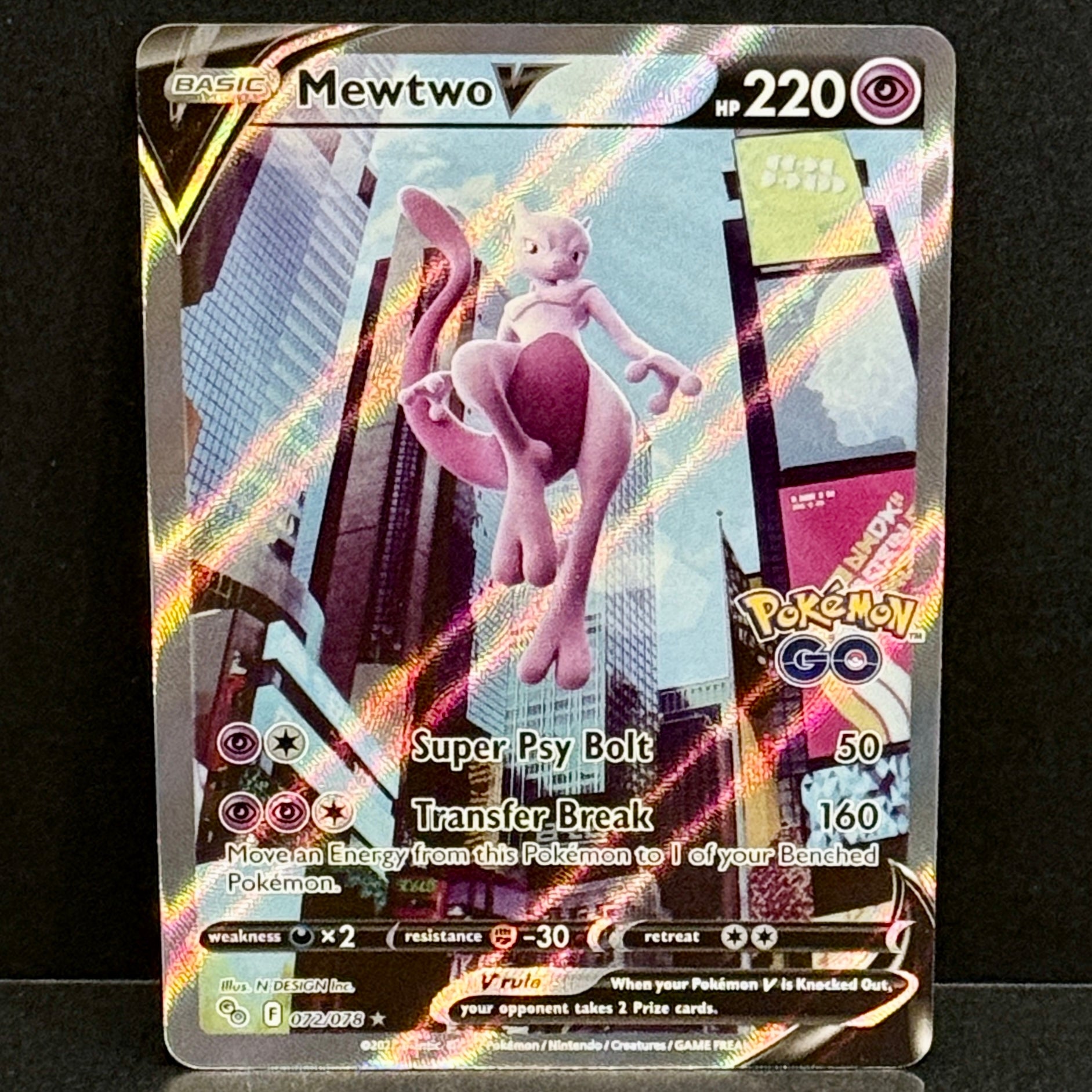 2022 Pokemon Go 072/078 Mewtwo V Alternate Full Art Ultra Rare