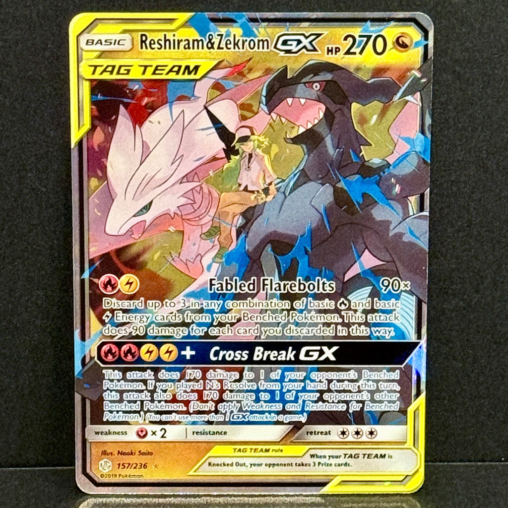 2019 Pokemon Cosmic Eclipse 157/236 Reshiram & Zekrom GX Ultra Rare