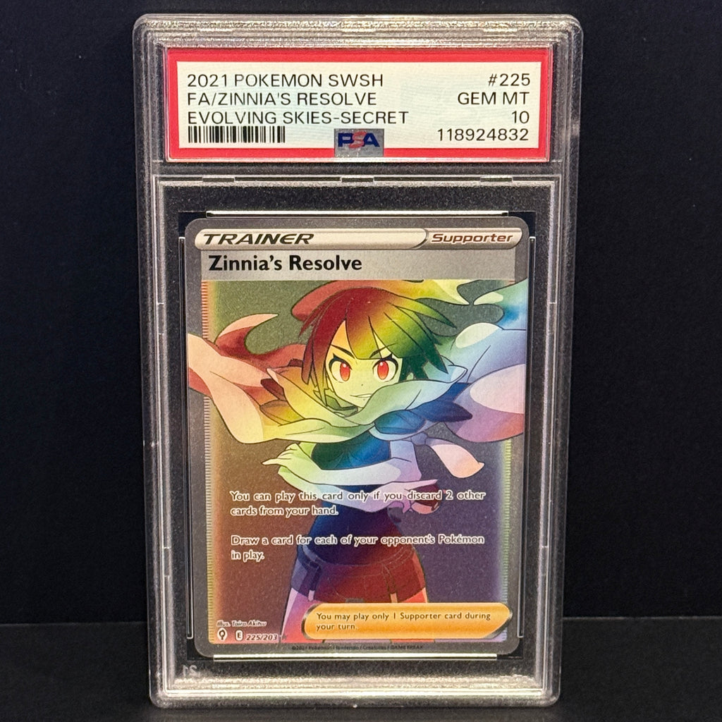 2021 Pokemon Evolving Skies 225/203 Zinnia's Resolve Secret Rare PSA 10