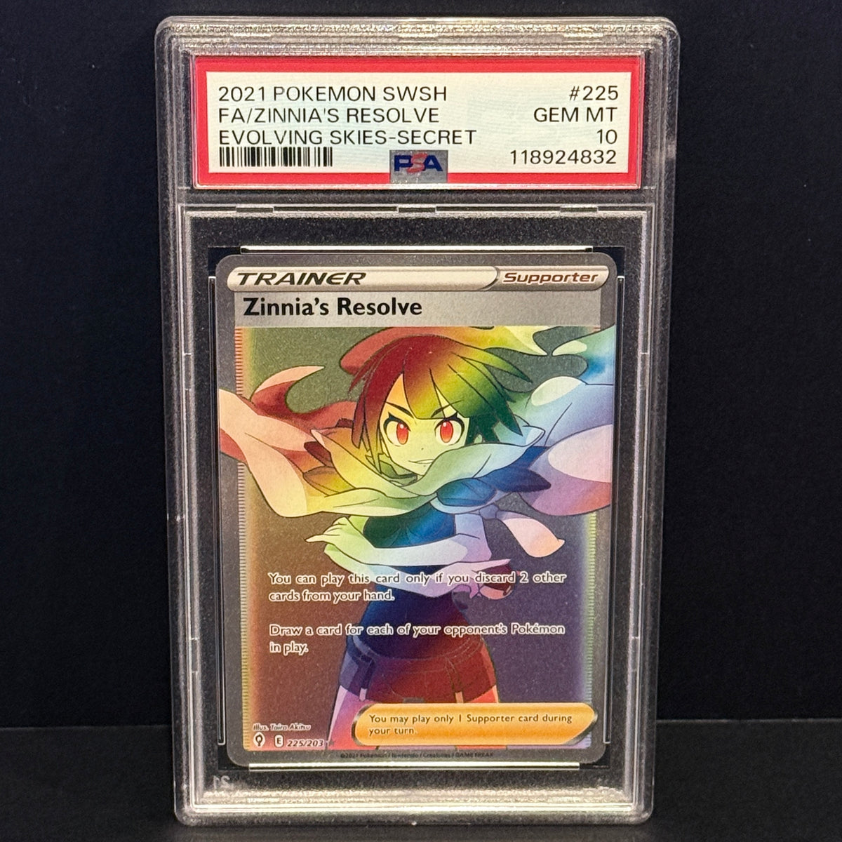 2021 Pokemon Evolving Skies 225/203 Zinnia's Resolve Secret Rare PSA 10