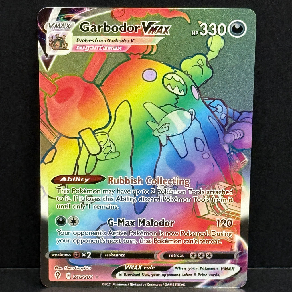 2021 Pokemon Evolving Skies 216/203 Garbodor VMAX Secret Rare