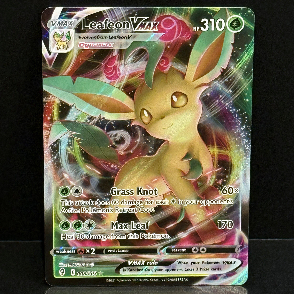 2021 Pokemon Evolving Skies 008/203 Leafeon VMAX Ultra Rare