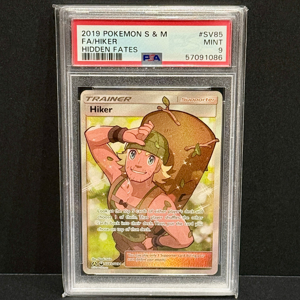 2019 Pokemon Hidden Fates Shiny Vault SV85/SV94 Hiker Shiny Holo Rare PSA 9