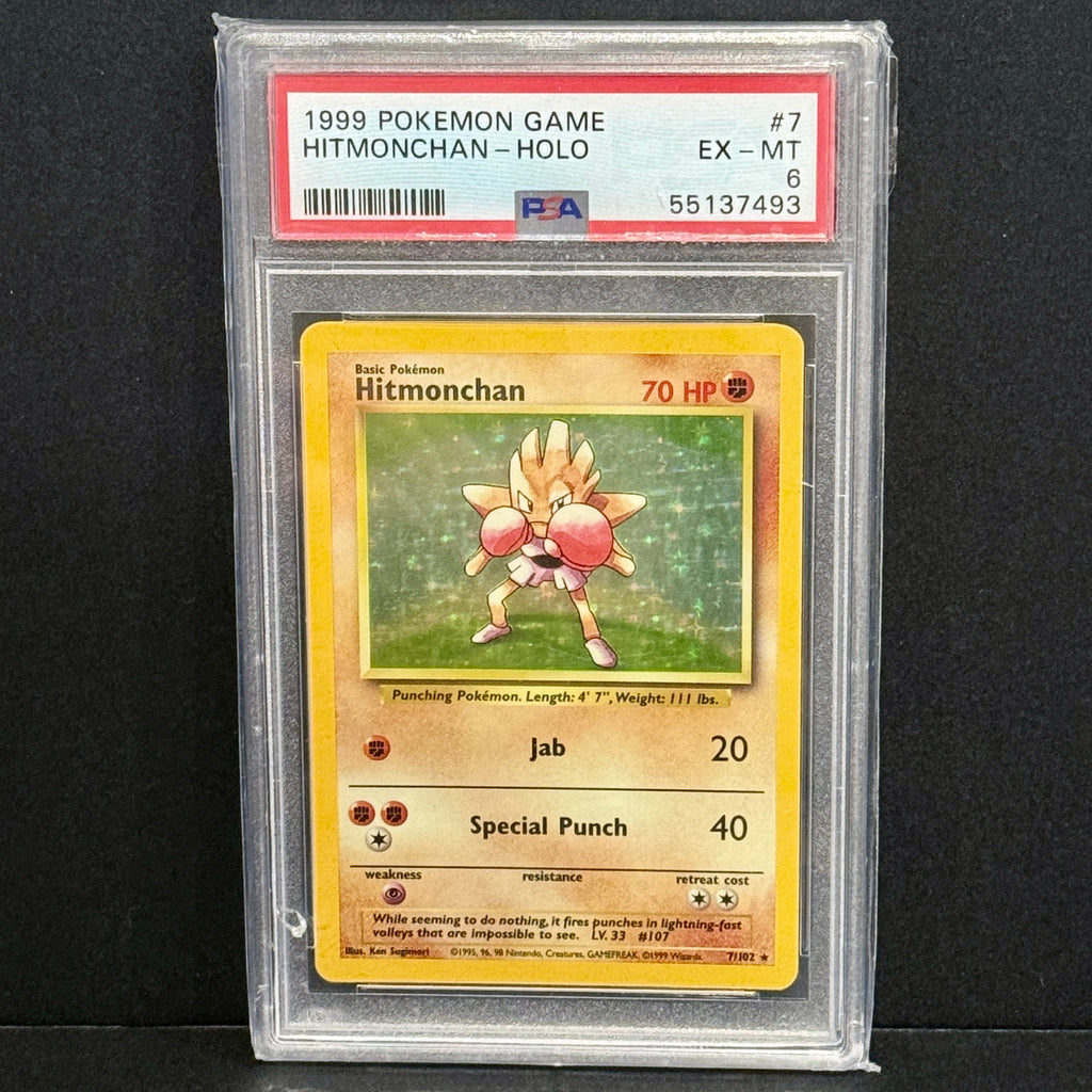 1999 Pokemon Base Set 7/102 Hitmonchan Holo Rare PSA 7