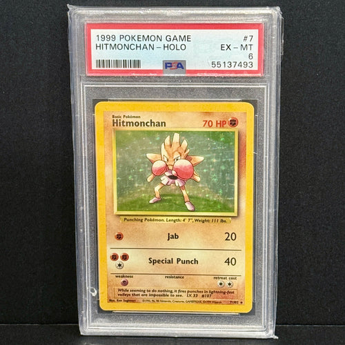 1999 Pokemon Base Set 7/102 Hitmonchan Holo Rare PSA 7