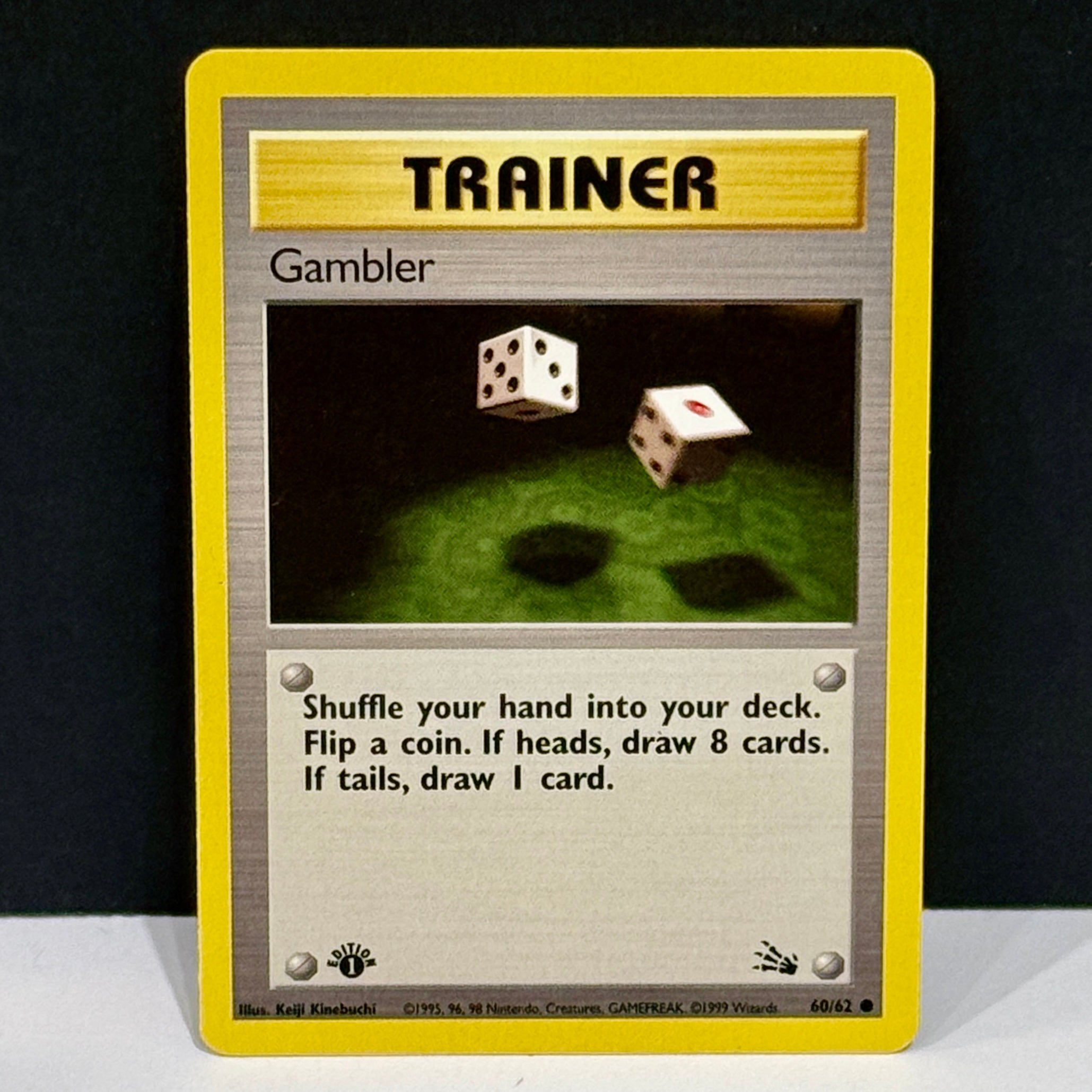 1999 Pokmeon Fossil 60/62 Gambler Common 1st Edition