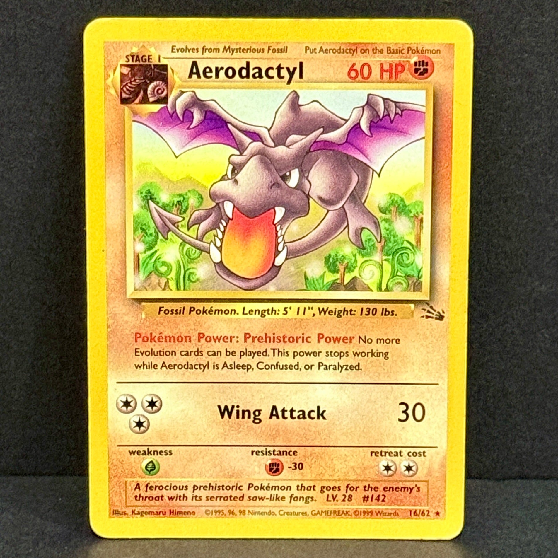 1996 Pokemon Fossil 016/062 Aerodactyl Rare