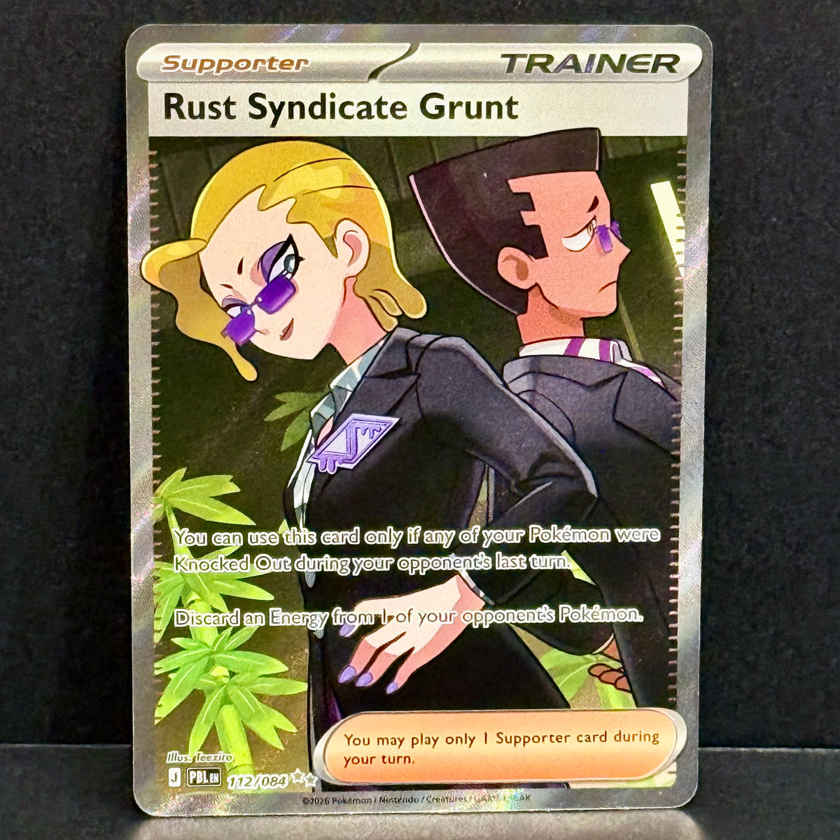 2026 Pokemon Pitch Black 112/084 Rust Syndicate Grunt Ultra Rare