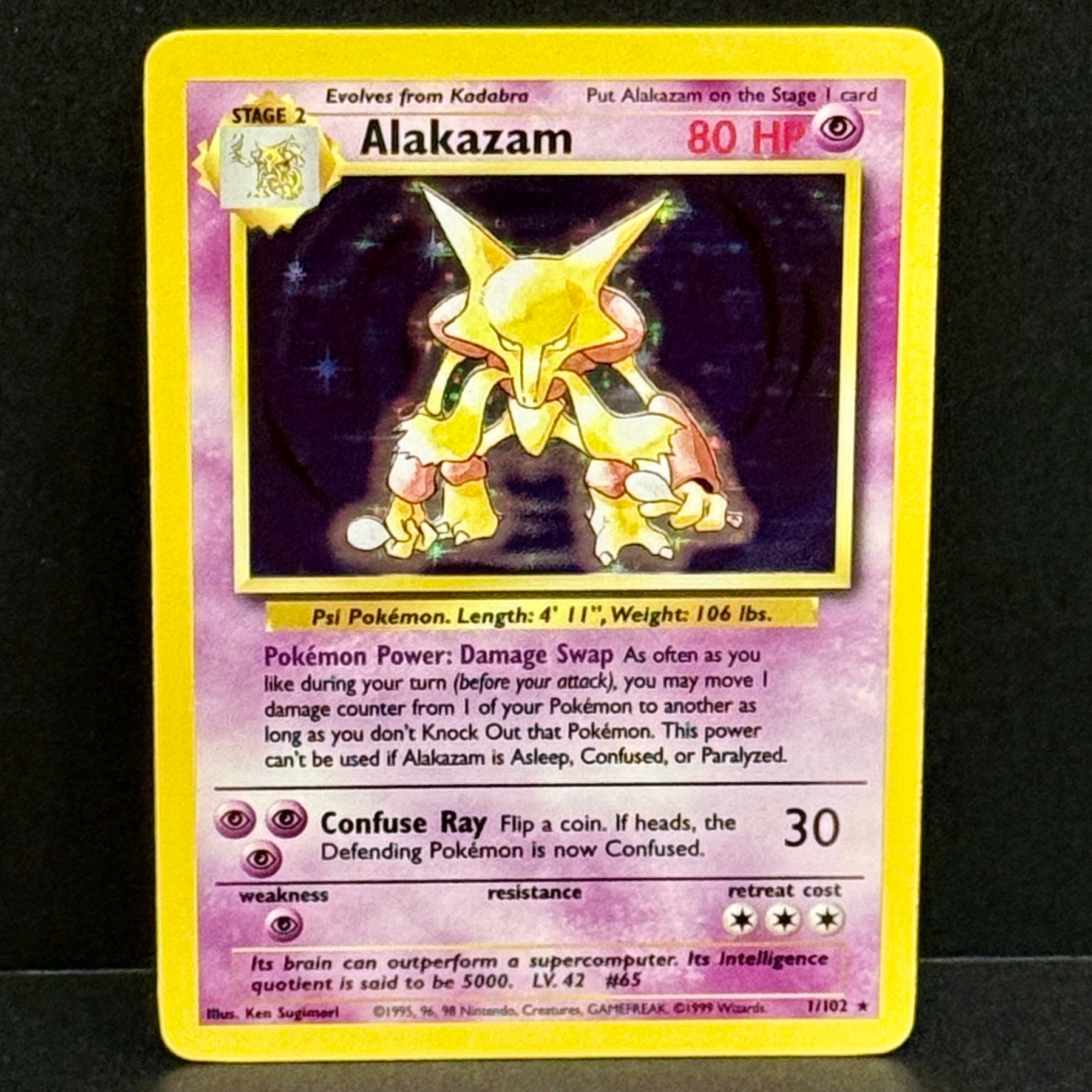 1999 Pokemon Base Set 001/102 Alakazam Holo Rare