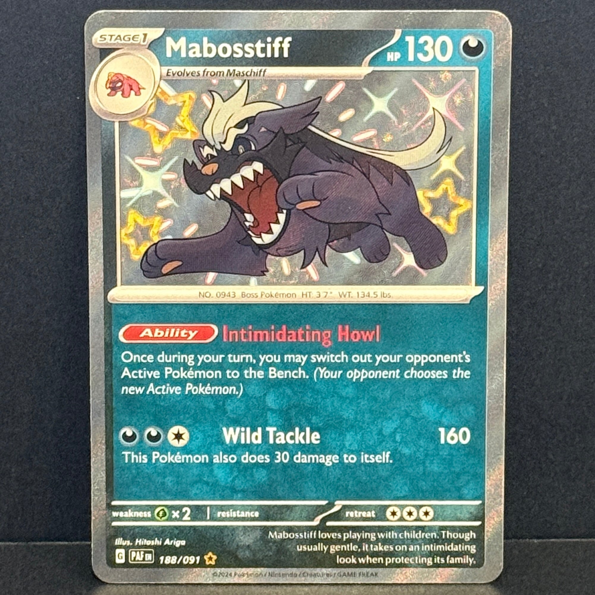 2024 Pokemon Paldean Fates 188/091 Mabosstiff Shiny Rare