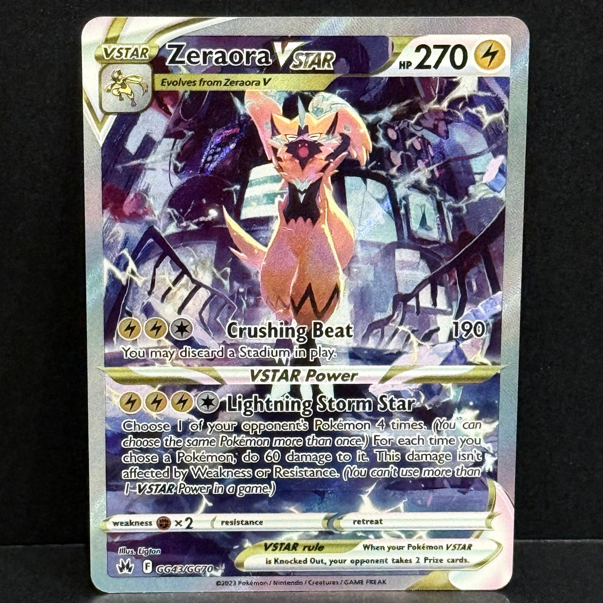 2023 Pokemon Crown Zenith Galarian Gallery GG43/GG70 Zeraora VSTAR Ultra Rare