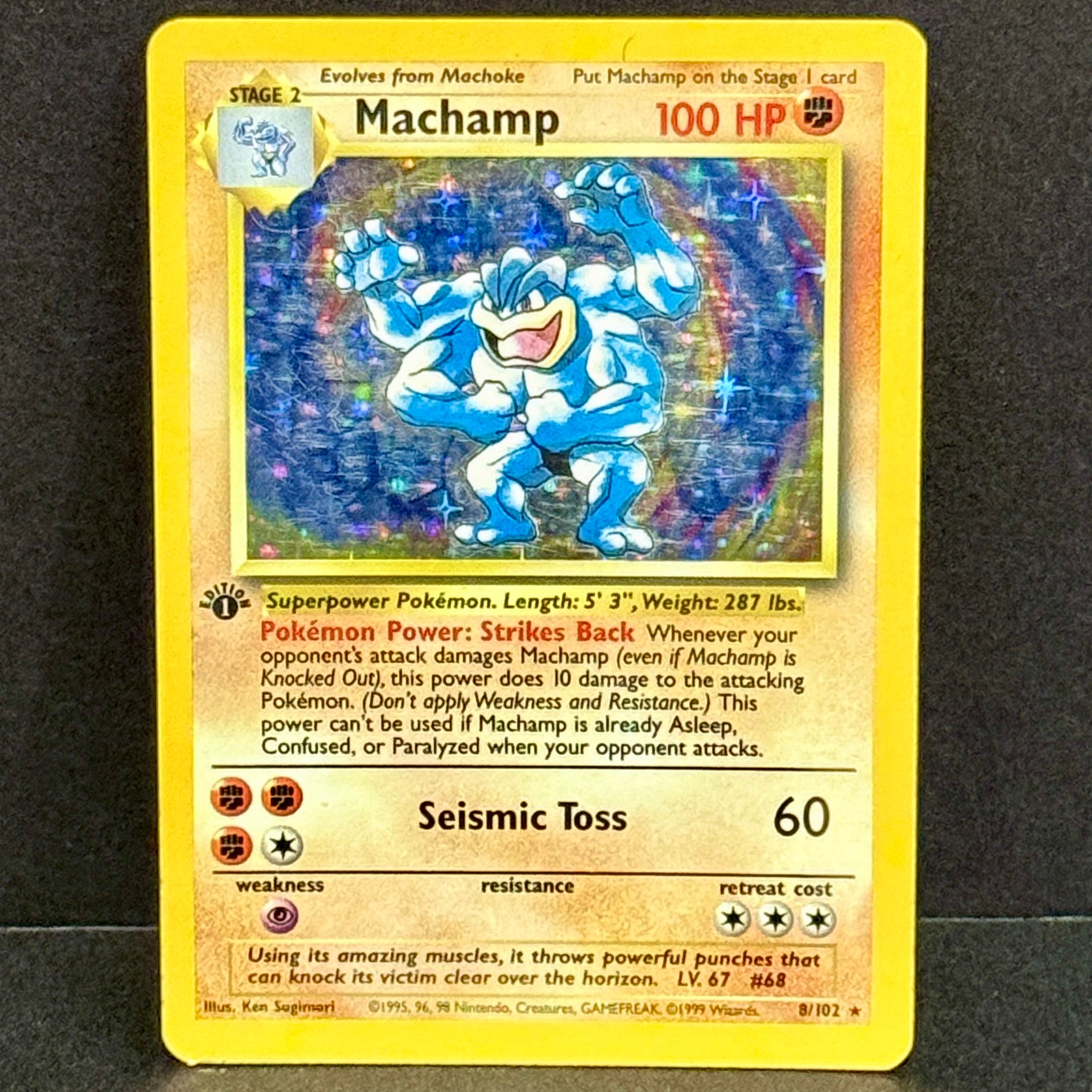 1999 Pokemon Deck Exclusives 008/102 Machamp Holo Rare 1st Edition
