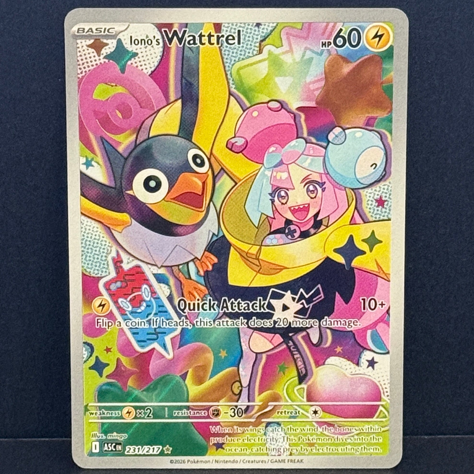2026 Pokemon Ascended Heroes 231/217 Iono's Wattrel Illustration Rare
