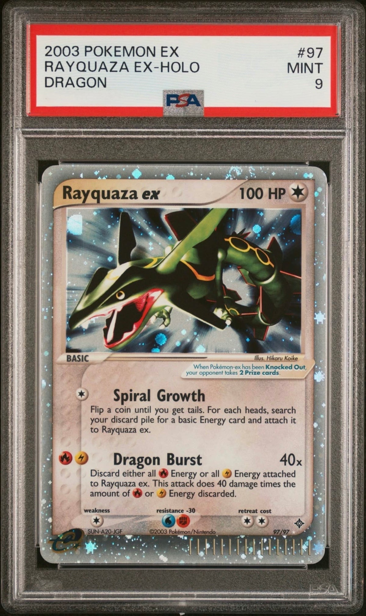 2003 Pokemon EX Dragon 97/97 Rayquaza ex Holo Ultra Rare PSA 9