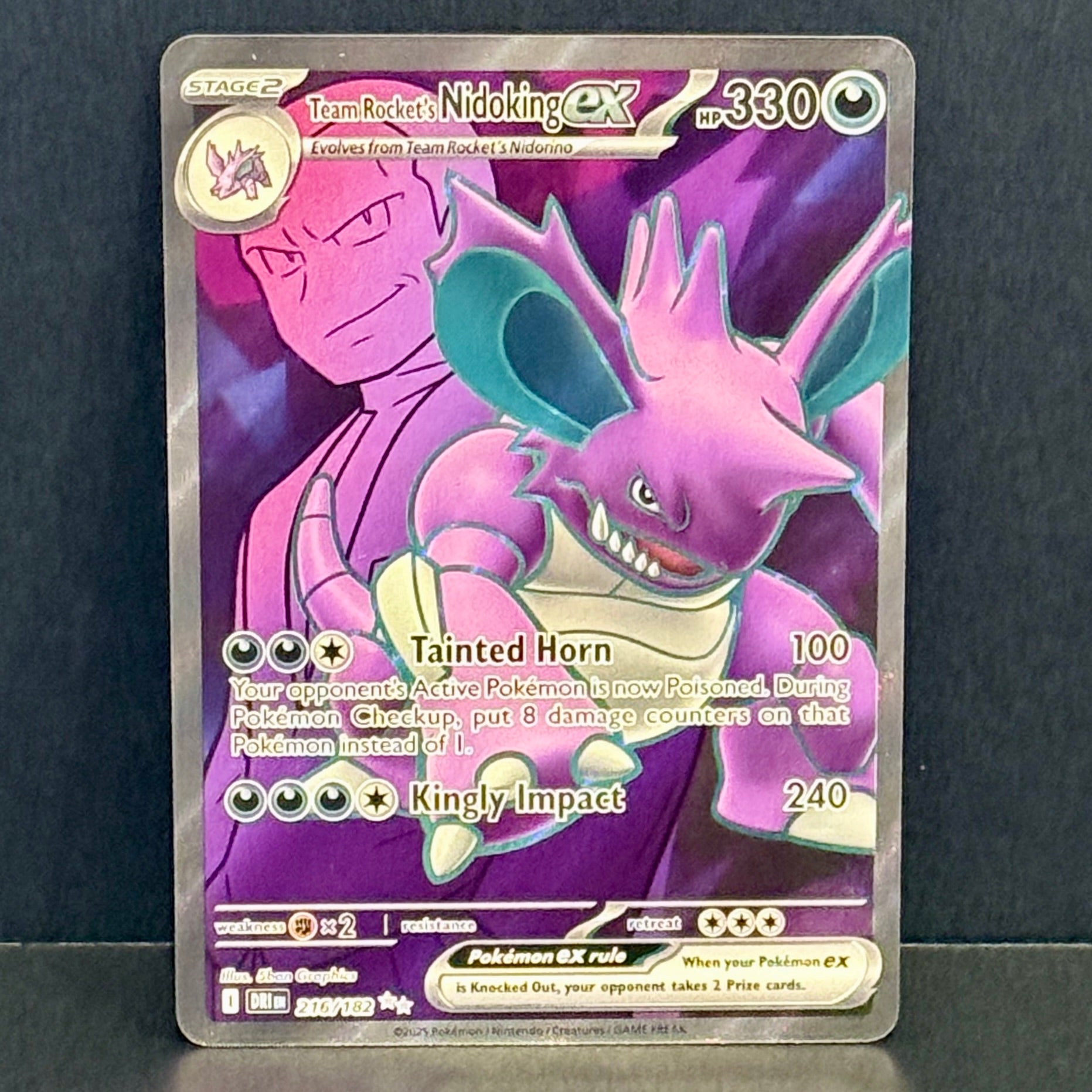 2025 Pokemon Destined Rivals 216/182 Team Rocket's Nidoking EX Ultra Rare