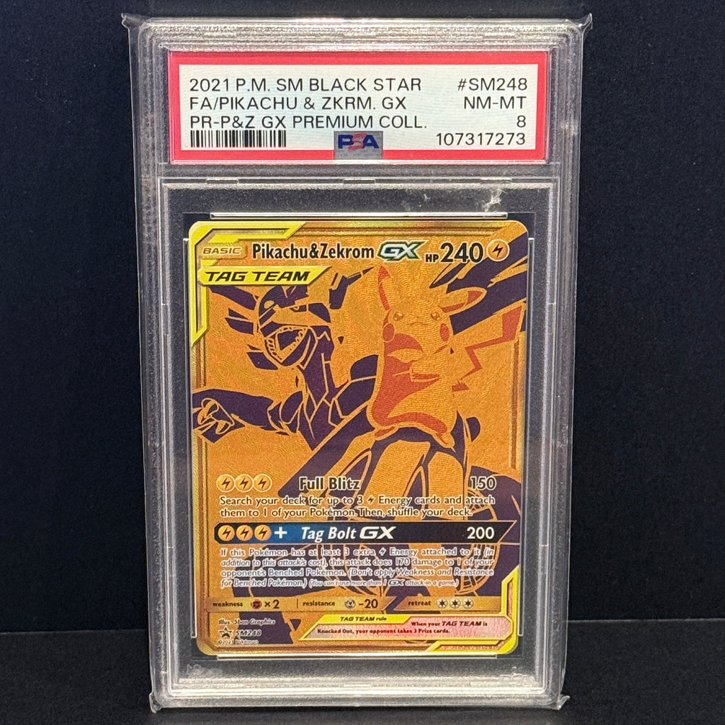 2021 Pokemon Sun & Moon Promo SM248 Pikachu & Zekrom GX Promo PSA 8