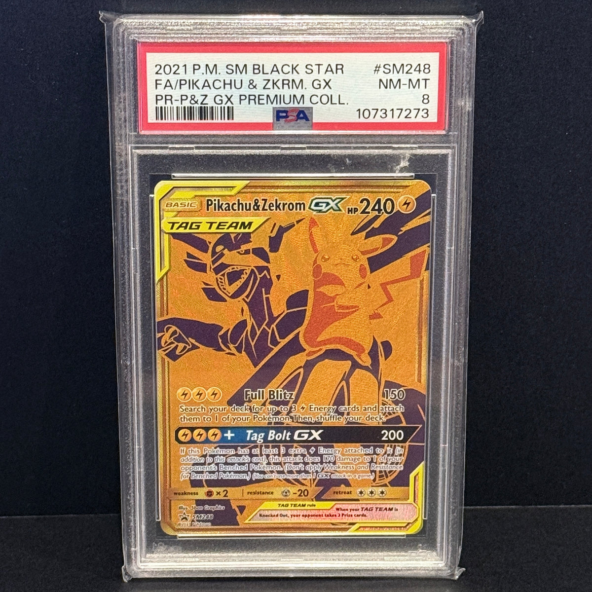 2021 Pokemon Sun & Moon Promo SM248 Pikachu & Zekrom GX Promo PSA 8