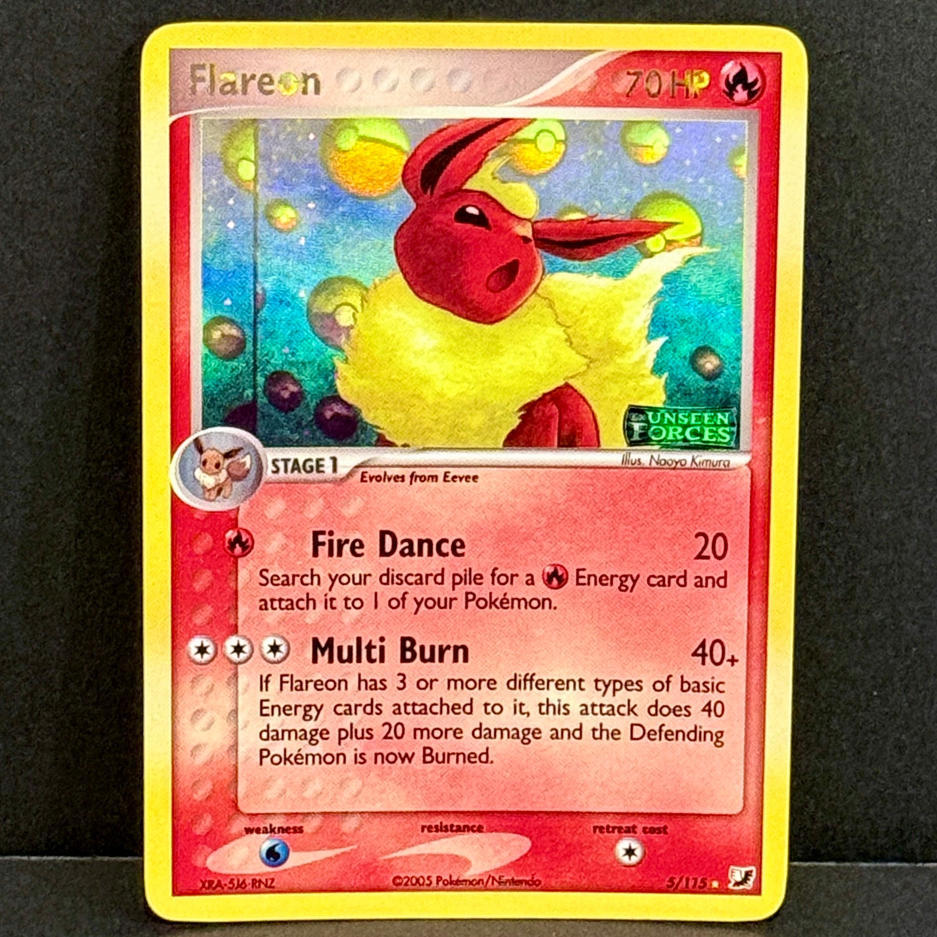 2005 Pokemon EX Unseen Forces 5/115 Flareon Reverse Holo – Final Form Collectables