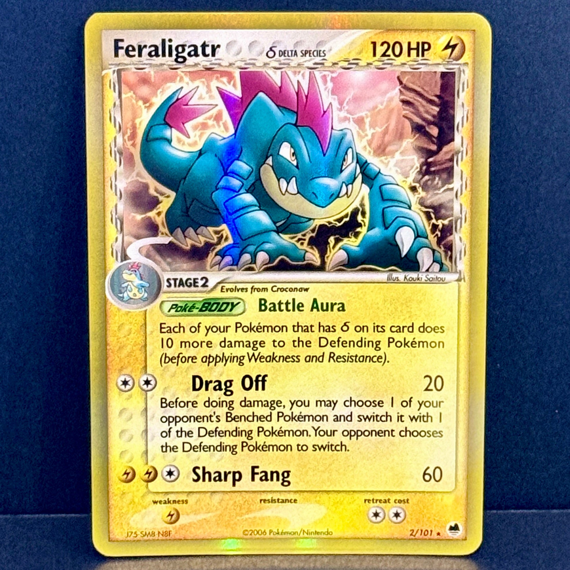 2006 Pokemon EX Dragon Frontiers 2/101 Feraligatr (Delta Species) Holo Rare
