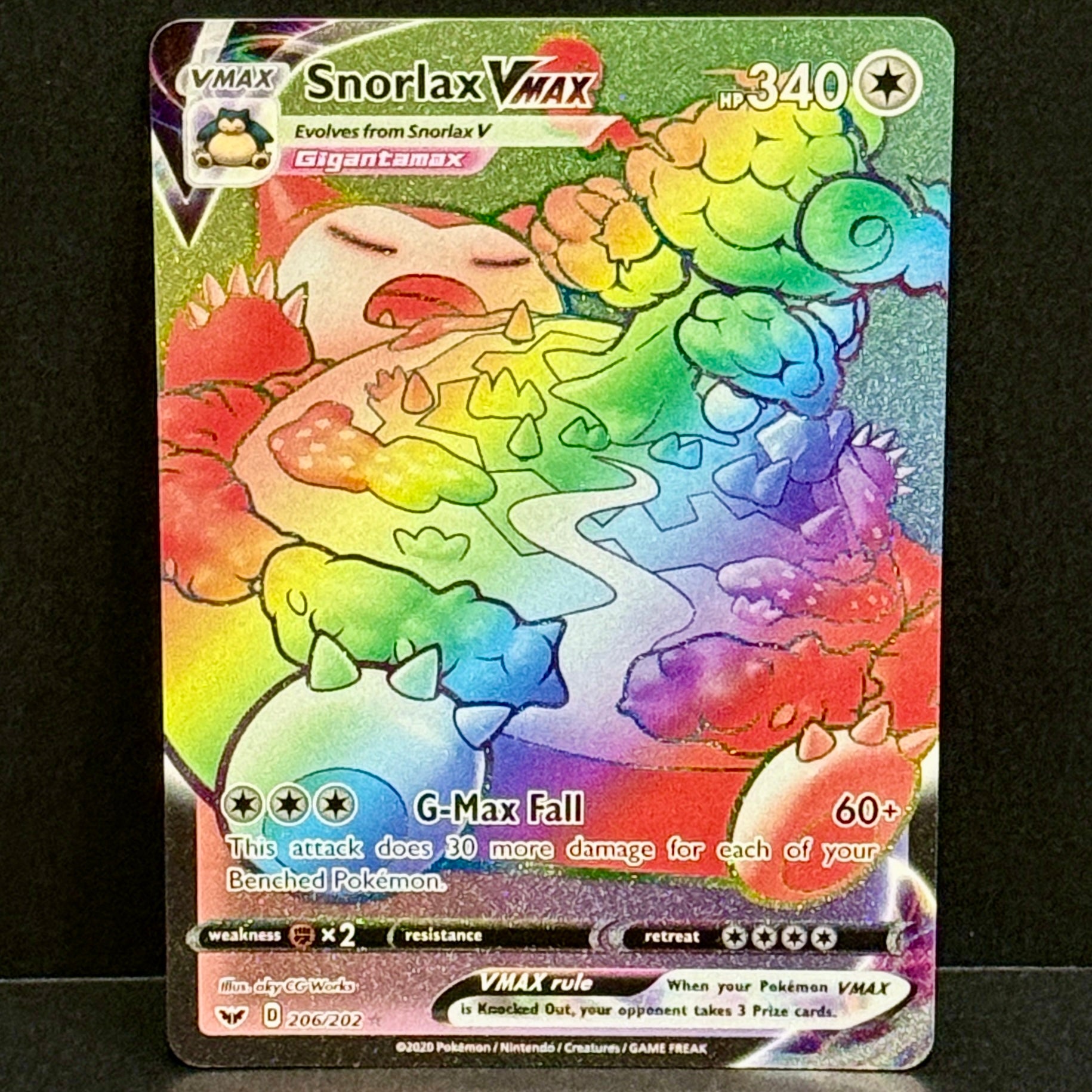 2020 Pokemon Sword Shield Base Set 206/202 Snorlax VMAX Secret Rare