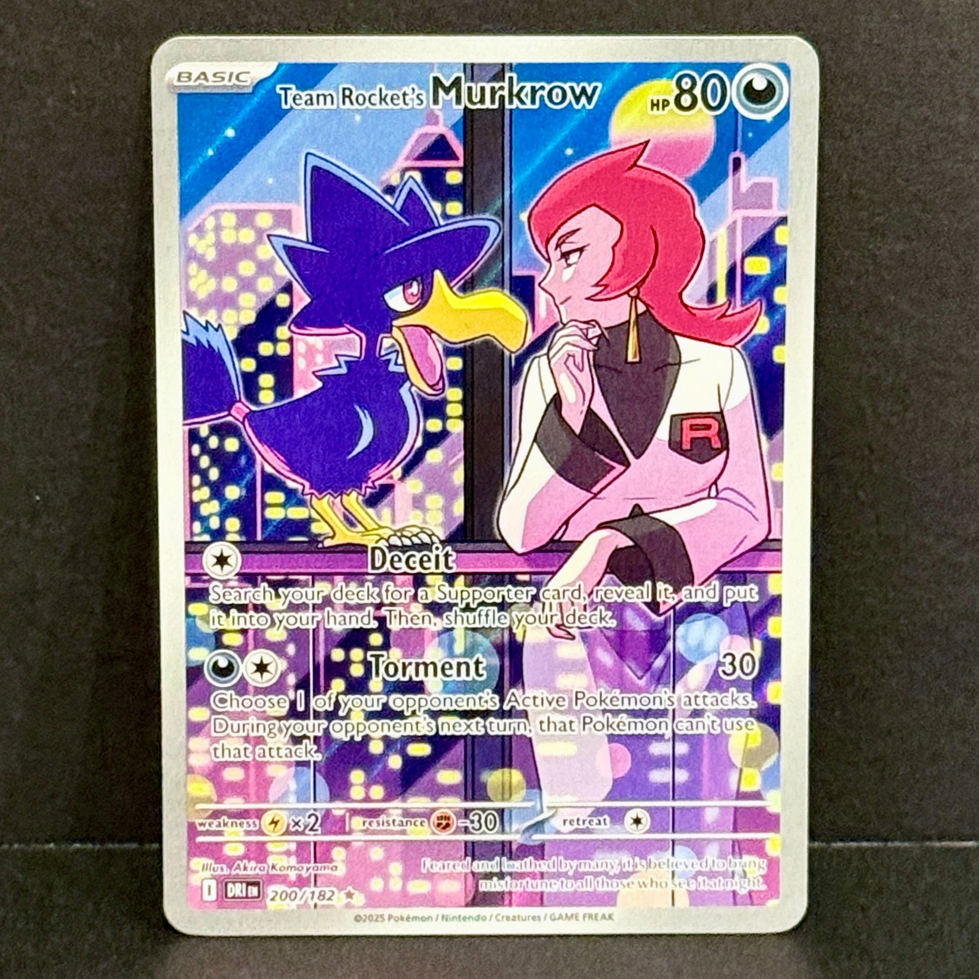 2025 Pokemon Destined Rivals 200/182 Team Rocket's Murkrow Illustration Rare